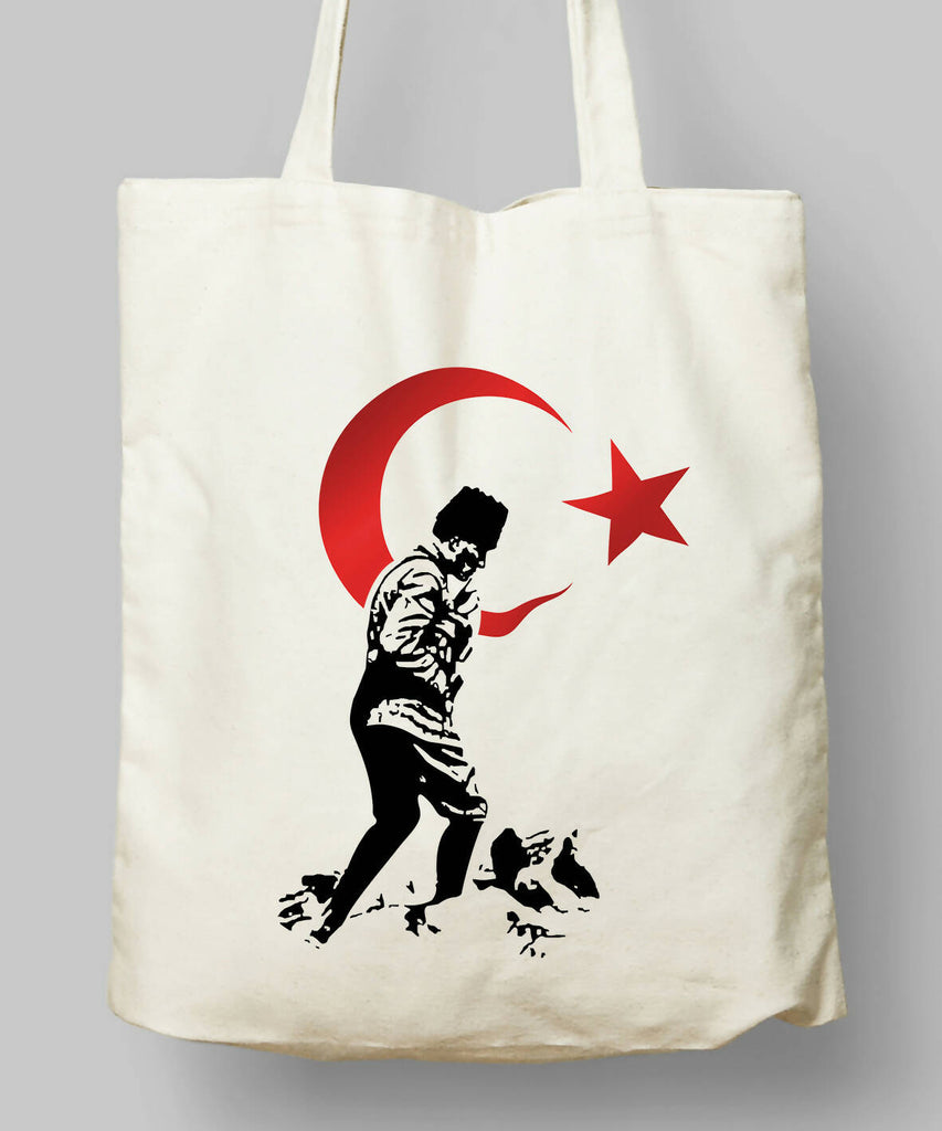 Atatürk ve Bayrak Temalı Bez Çanta