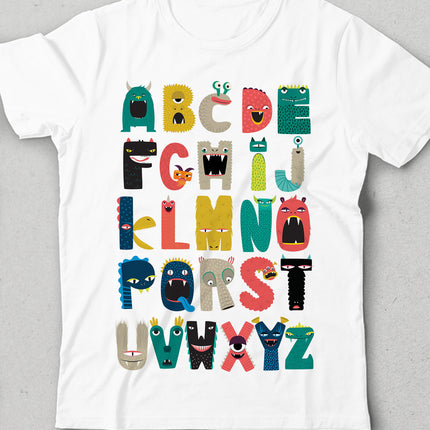 Canavar alfabe çocuk tişört - basmatik.com