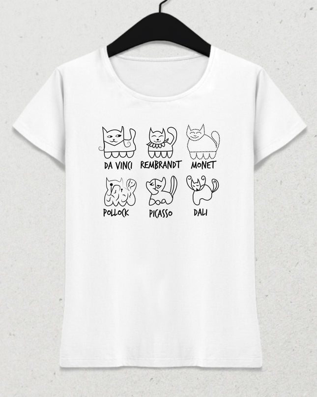 Cat art kadın tişört