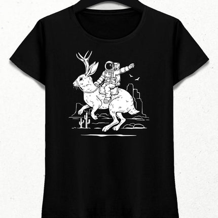 Exotic Astronaut Woman Black T-Shirt