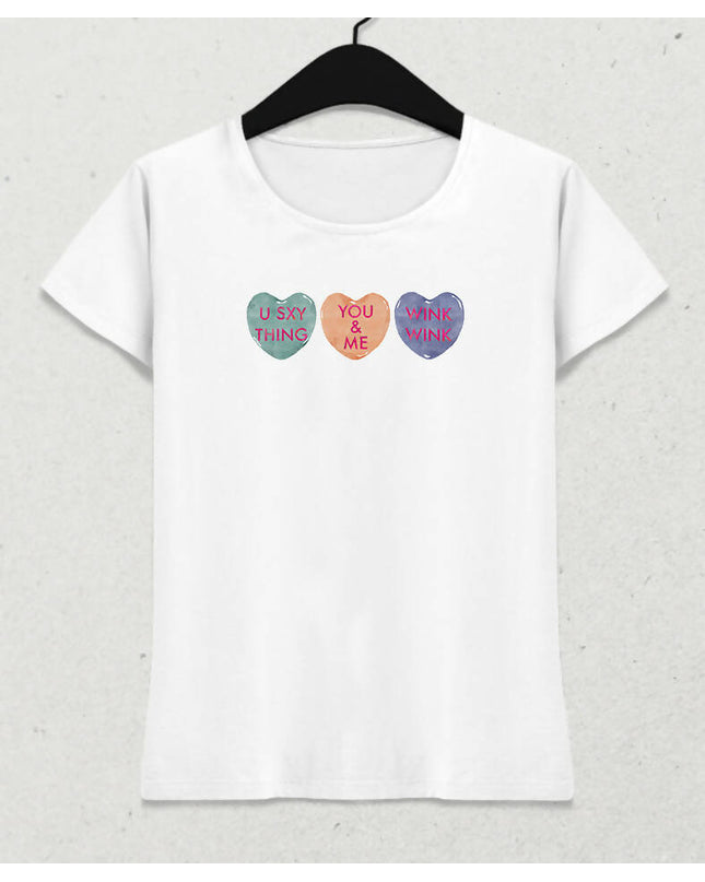 Valentine's II, Kalpli Slogan Kadın Tişört