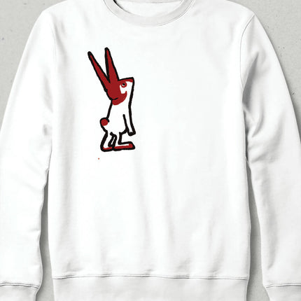 Tatlı Çizim Tavşan Karakteri Minimal Tasarım Unisex Sweatshirt