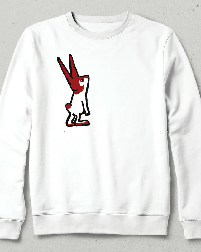 Tatlı Çizim Tavşan Karakteri Minimal Tasarım Unisex Sweatshirt
