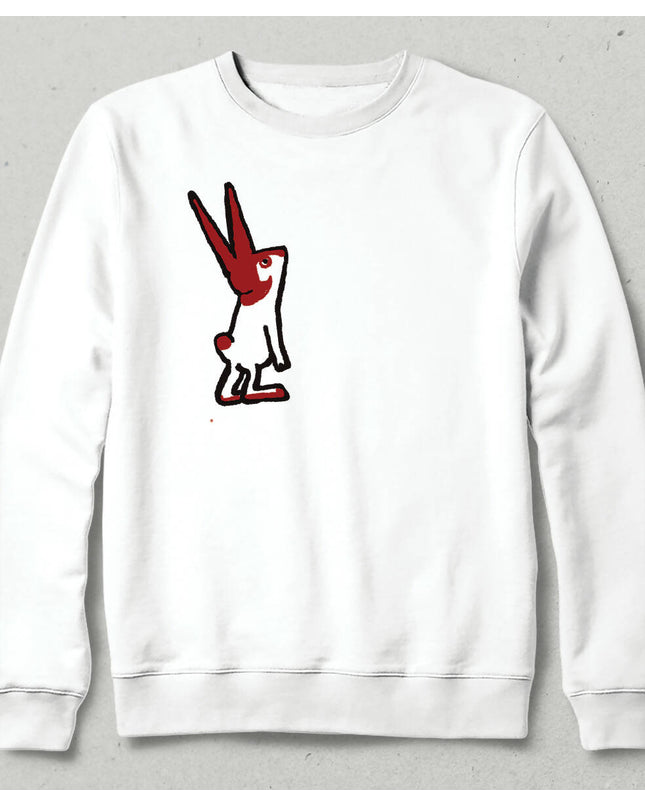 Tatlı Çizim Tavşan Karakteri Minimal Tasarım Unisex Sweatshirt