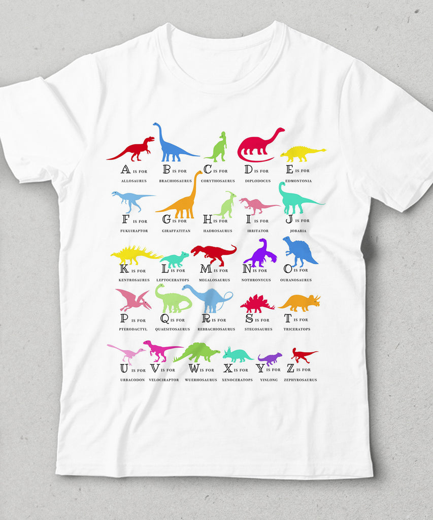 Dinosaur Alfabe cocuk tişört - basmatik.com