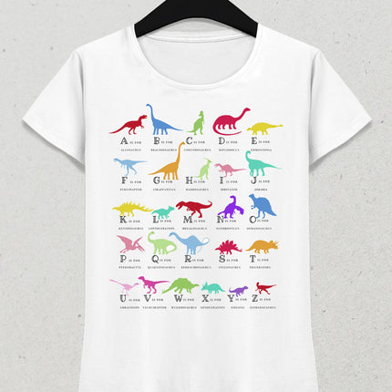 Dinosaur Alphabet kadın tişört - basmatik.com