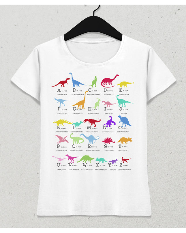 Dinosaur Alphabet kadın tişört - basmatik.com