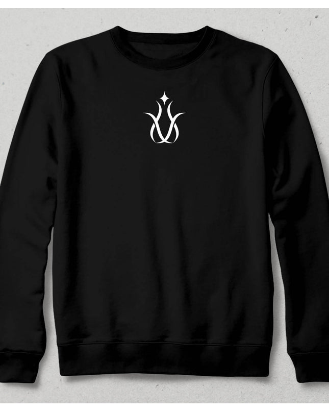 Lale Temalı Sade Siyah Sweatshirt - basmatik.com