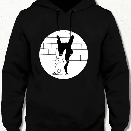 Rabbit Shadow - Tavşan Gölge Oyunu Kapüşonlu Sweatshirt - basmatik.com