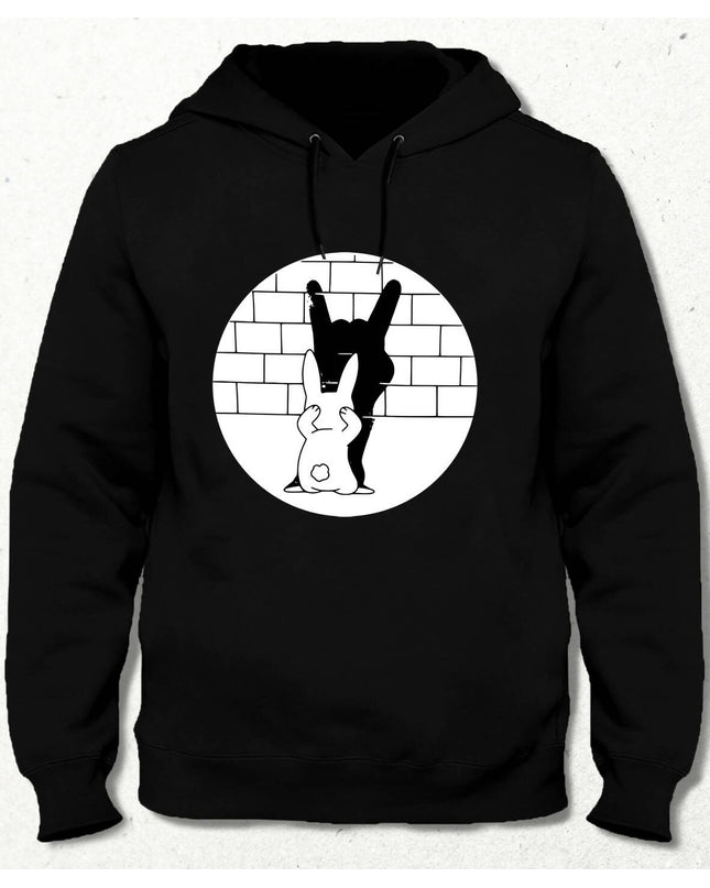 Rabbit Shadow - Tavşan Gölge Oyunu Kapüşonlu Sweatshirt - basmatik.com