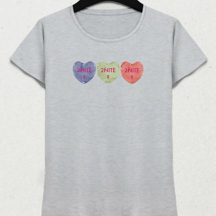 Valentine's V, Kalpli Slogan Kadın Tişört