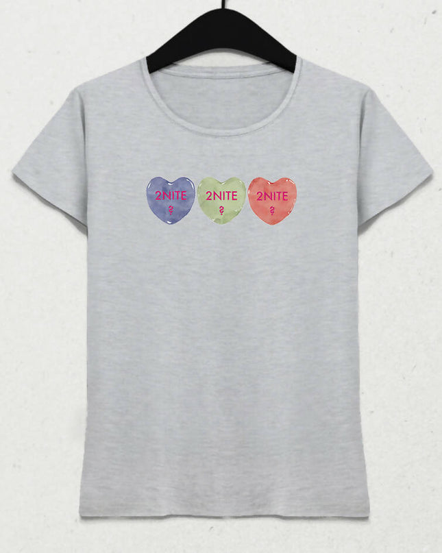 Valentine's V, Kalpli Slogan Kadın Tişört