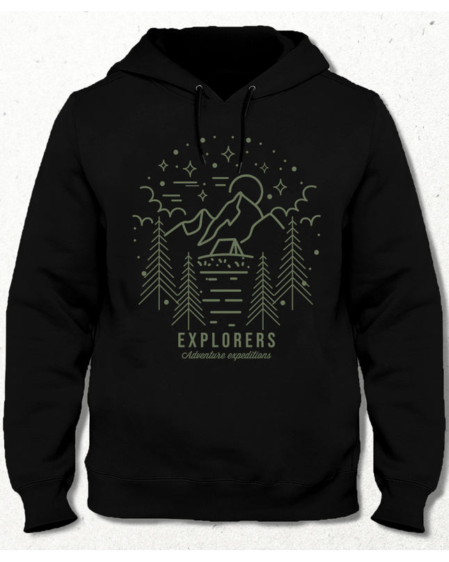 Explorers unisex siyah kapşonlu - basmatik.com