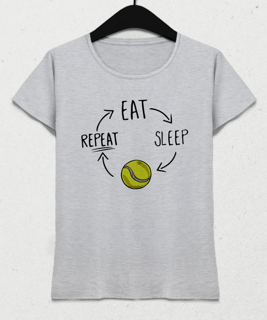 Eat sleep tennis repeat kadın tişört - basmatik.com