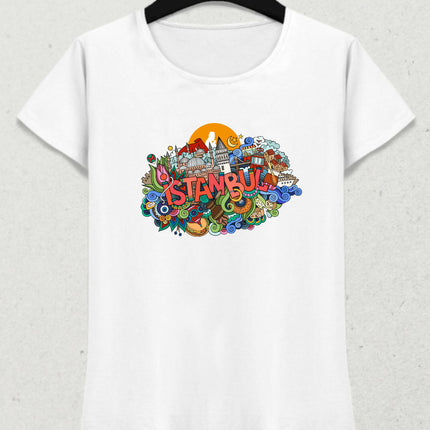 Ataturk and Istanbul Women's Short Sleeve Cotton Combed T-Shirt