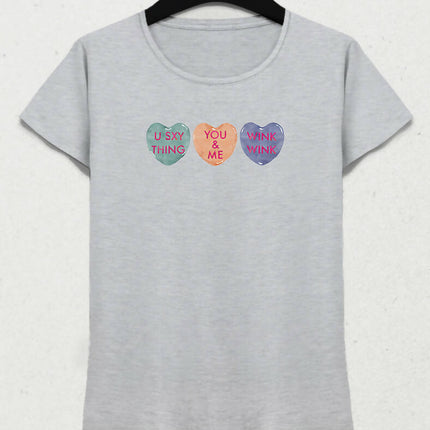 Valentine's II, Kalpli Slogan Kadın Tişört