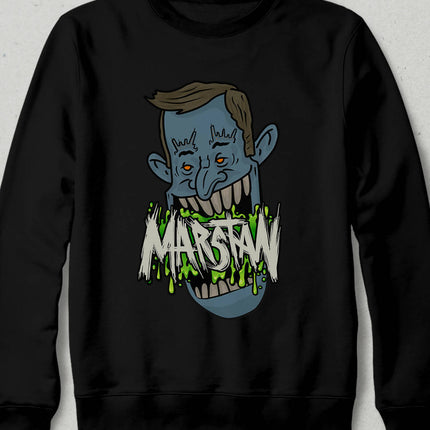 Marstan Canavar Kapüşonsuz Siyah Sweatshirt - Unisex / Siyah, Beyaz, Gri