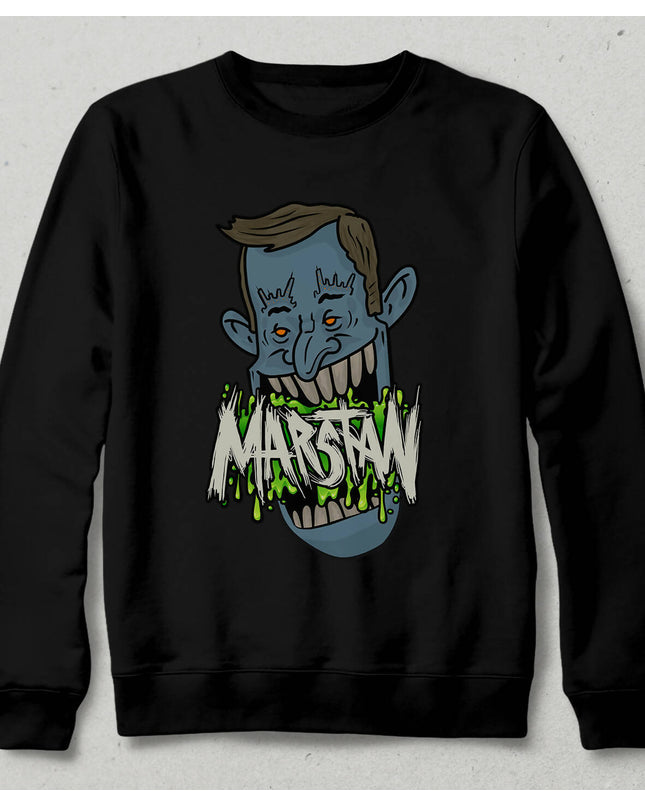 Monster from Mars Hoodless Black Sweatshirt - Unisex / Black, White, Gray 