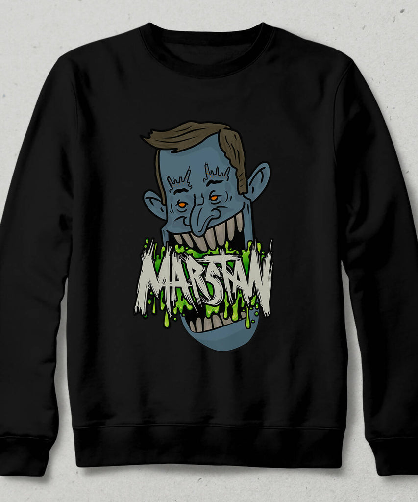 Monster from Mars Hoodless Black Sweatshirt - Unisex / Black, White, Gray 