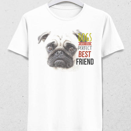 Köpek En İyi Arkadaş Erkek Beyaz Tişört - basmatik.com