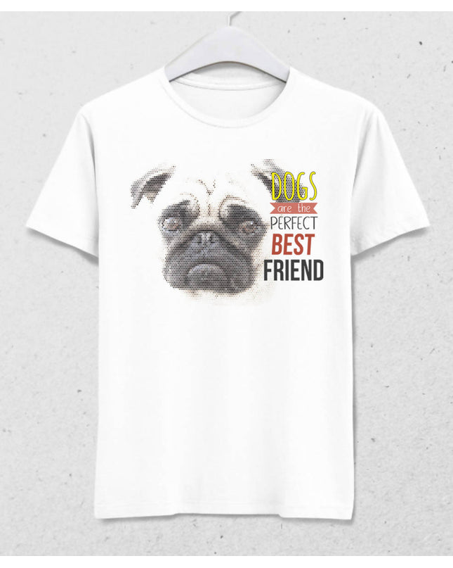 Köpek En İyi Arkadaş Erkek Beyaz Tişört - basmatik.com