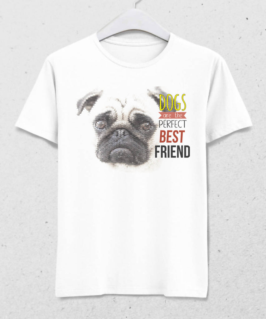 Köpek En İyi Arkadaş Erkek Beyaz Tişört - basmatik.com