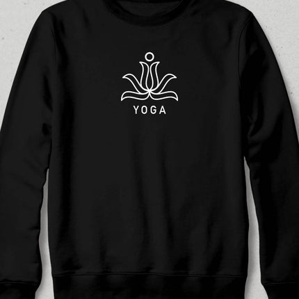 Yoga Temalı Siyah Sweatshirt - basmatik.com