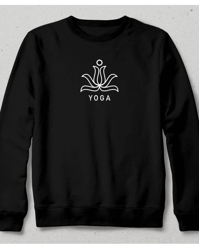 Yoga Temalı Siyah Sweatshirt - basmatik.com