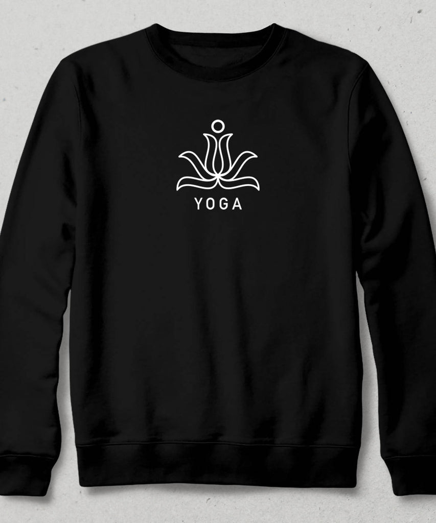 Yoga Temalı Siyah Sweatshirt - basmatik.com