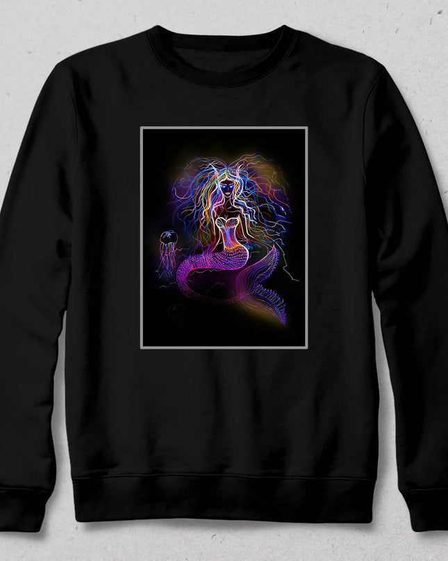 Mermaid Siyah Sweatshirt - basmatik.com