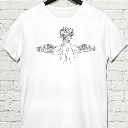 Flower Angel Beyaz Tişört - basmatik.com