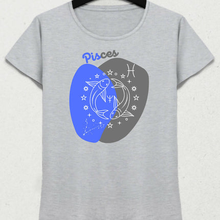 Balık Burcu - Pisces Minimalist Renkli Tasarım Kadın T-Shirt