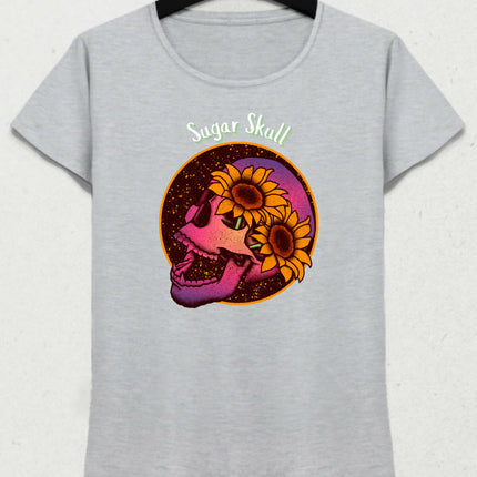 Sugar Skull - Kurukafa Model Pamuklu Kısa Kol Kadın T-Shirt