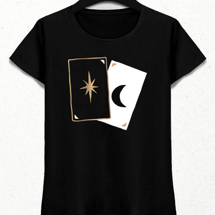 Tarot Falı Kadın Siyah Tişört - basmatik.com