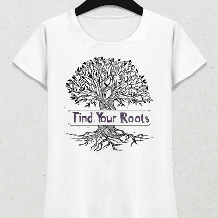 Find Your Roots Kadın Beyaz Tişört - basmatik.com