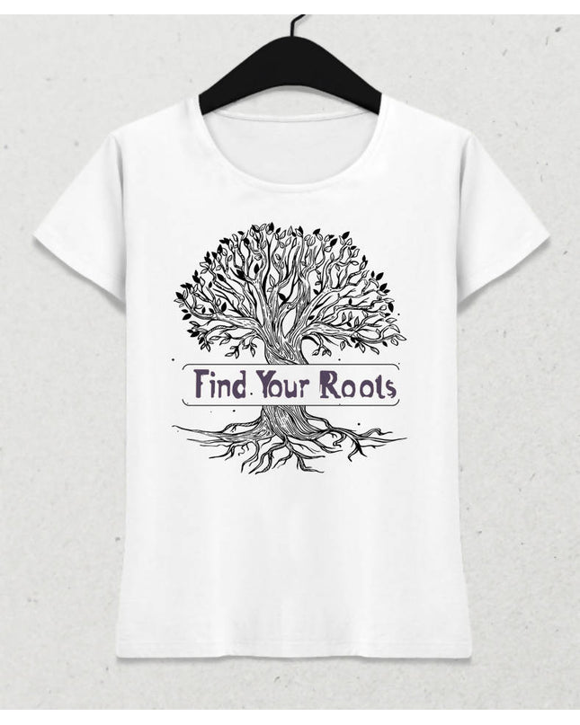 Find Your Roots Kadın Beyaz Tişört - basmatik.com