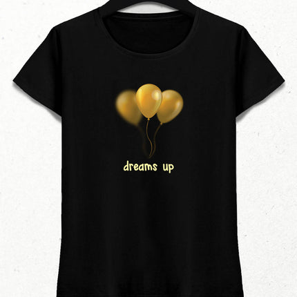 Dreams Up Kadın Siyah Tişört - basmatik.com