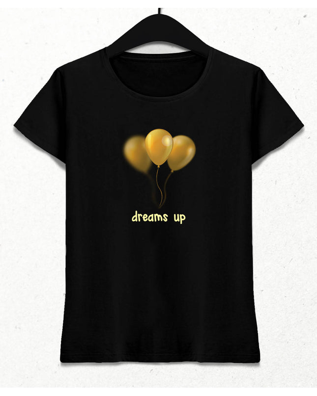 Dreams Up Kadın Siyah Tişört - basmatik.com