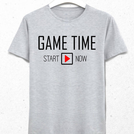 Game Time Erkek Gri Tişört - basmatik.com
