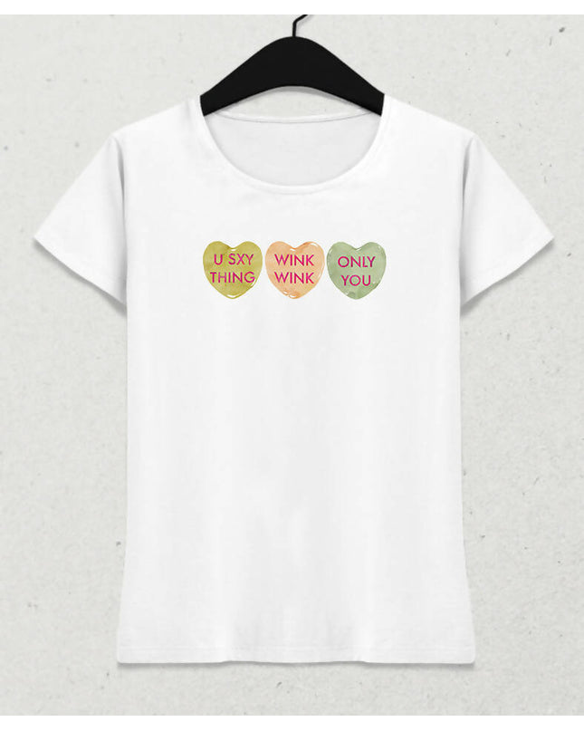 Valentine's VI, Kalpli Slogan Kadın Tişört