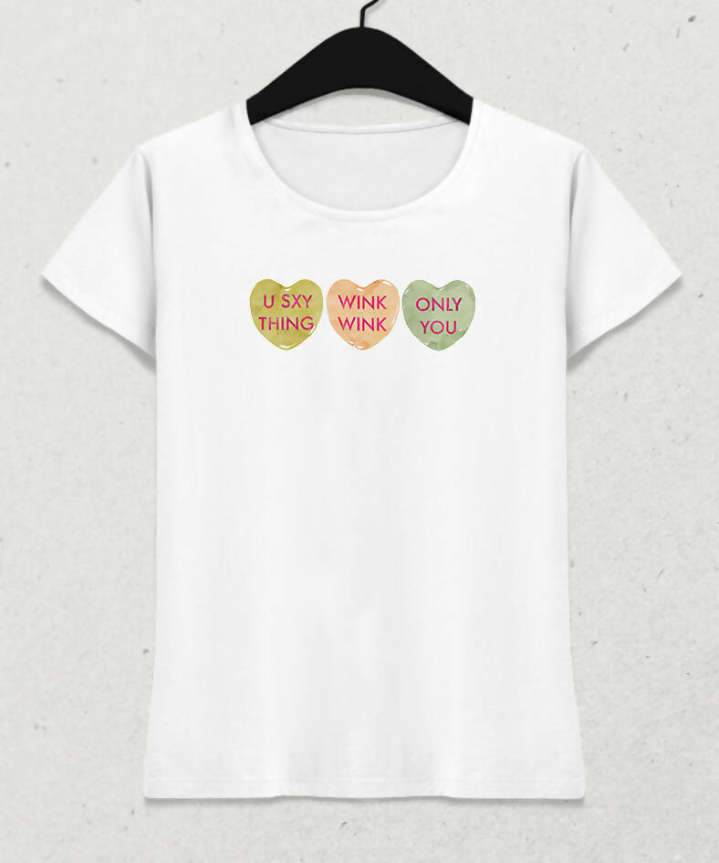 Valentine's VI, Kalpli Slogan Kadın Tişört