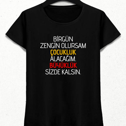 Büyüklük Sizde Kalsın Kadın Siyah Tişört - basmatik.com