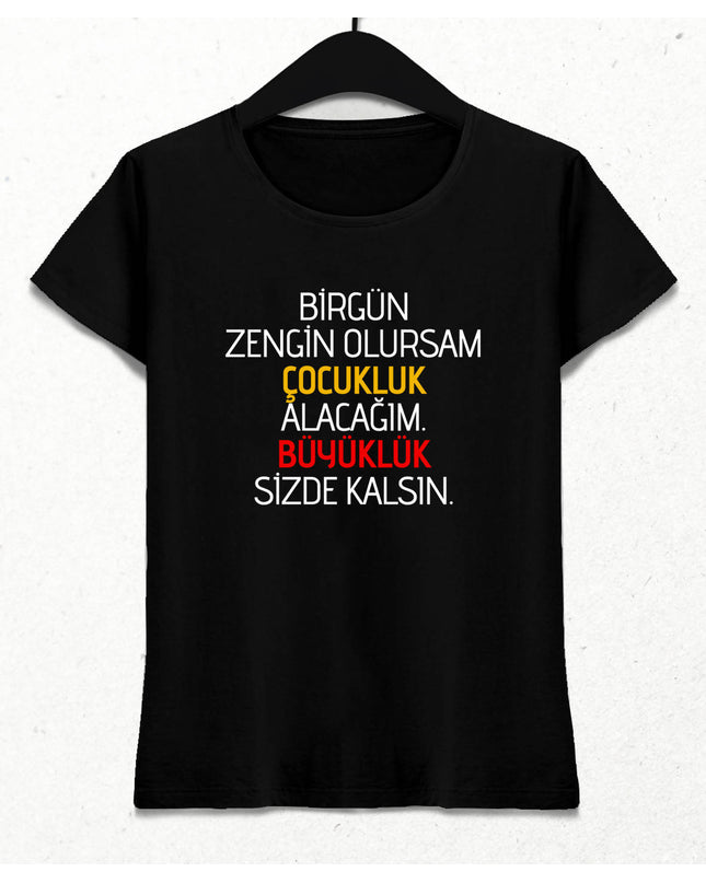 Büyüklük Sizde Kalsın Kadın Siyah Tişört - basmatik.com