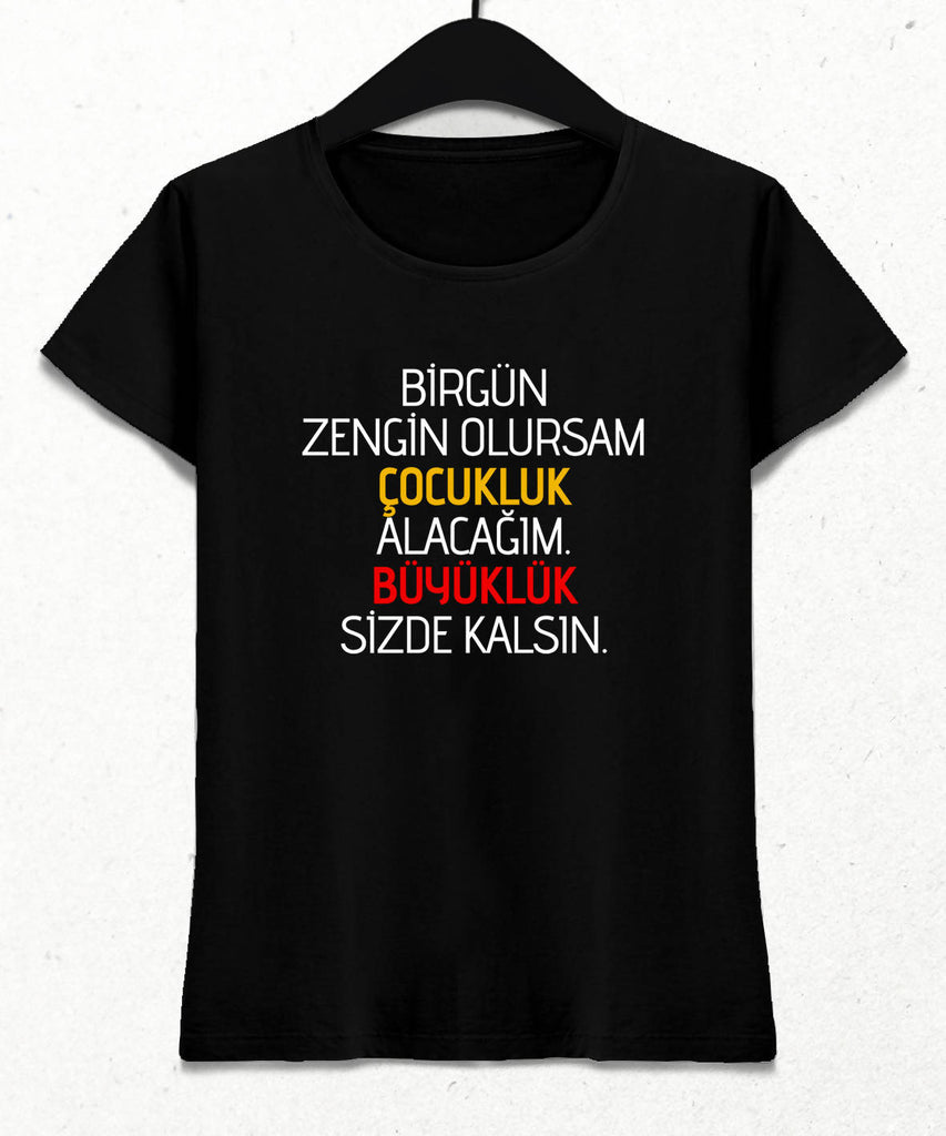 Büyüklük Sizde Kalsın Kadın Siyah Tişört - basmatik.com