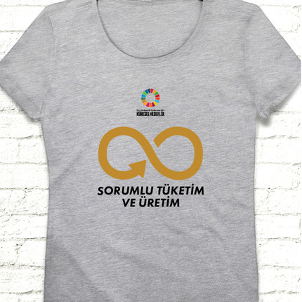 Hedef 12 Gri Kadın tshirt - basmatik.com