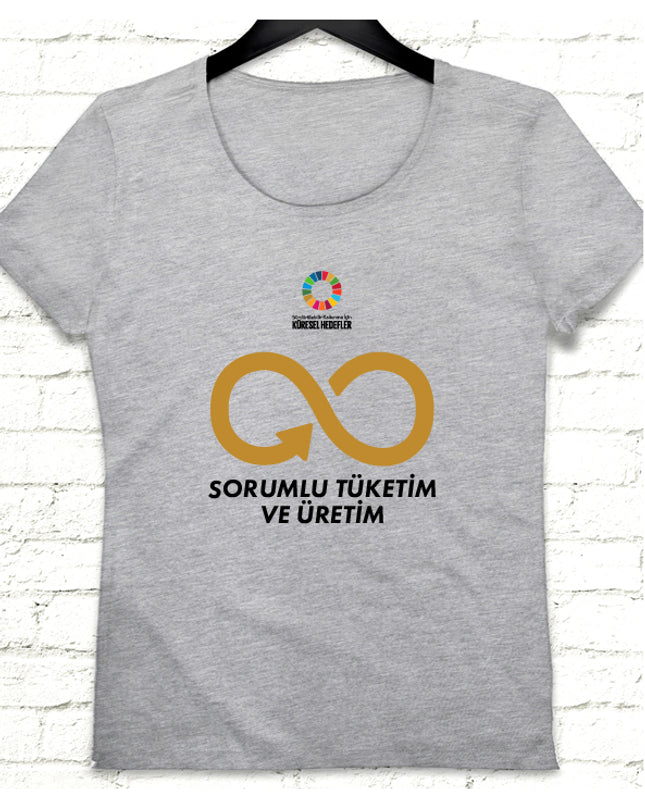 Hedef 12 Gri Kadın tshirt - basmatik.com