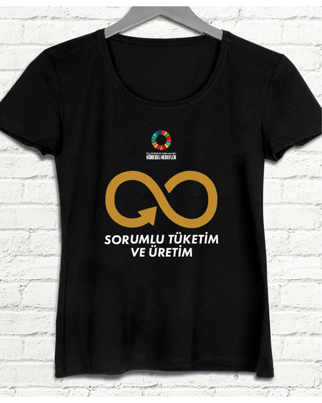 Hedef 12 Siyah Kadın tshirt - basmatik.com