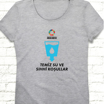 Hedef 6 Gri Kadın tshirt - basmatik.com