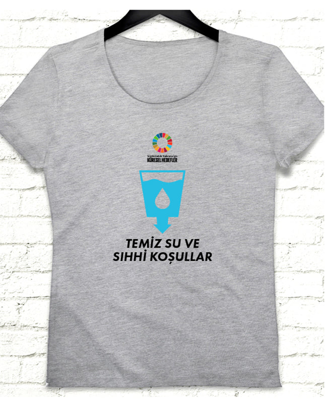 Hedef 6 Gri Kadın tshirt - basmatik.com