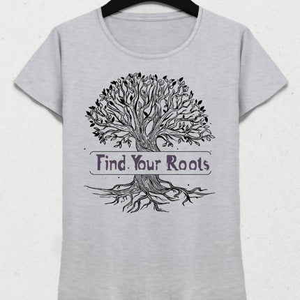 Find Your Roots Kadın Gri Tişört - basmatik.com